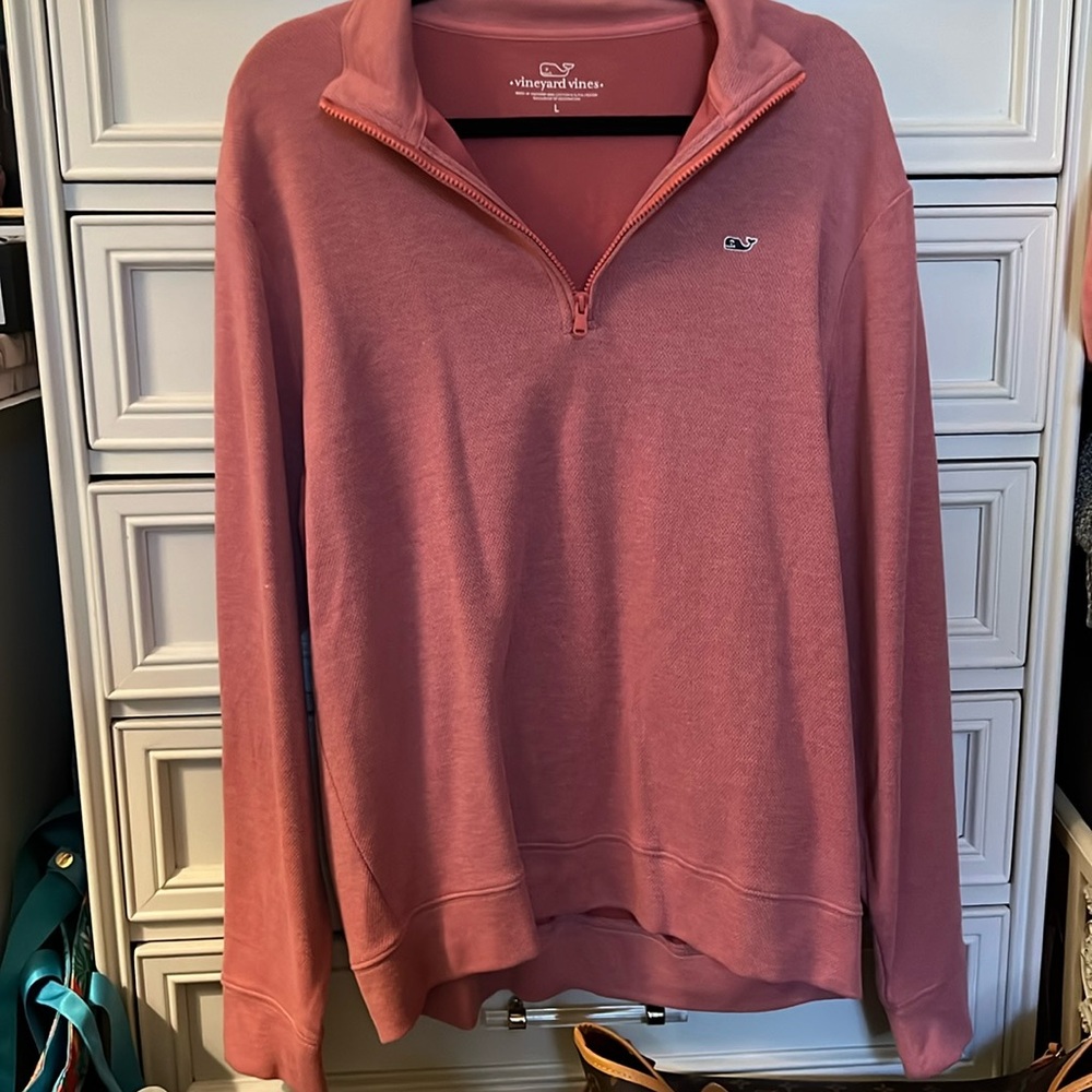 NWOT Salmon Colored Vineyard Vines Quarter Zip Sweater, US Men’s Large